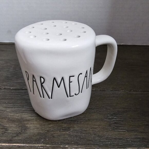 Rae Dunn Artisan Parmesan Cheese Shaker White Black Letters 2022 Magenta - Picture 1 of 9